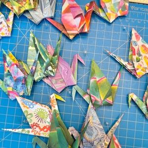 String of Origami Paper Cranes - 5 Large Cranes